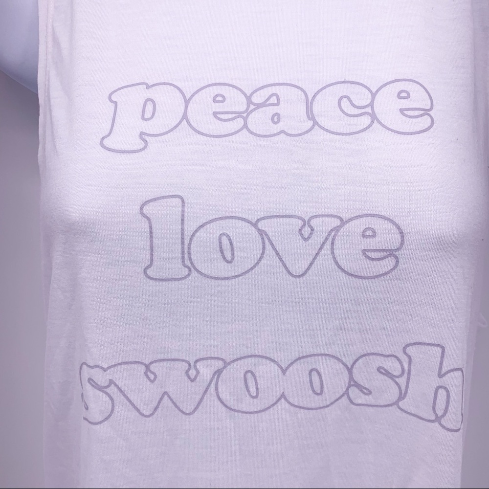 Nike Dri-Fit Peace Love Swoosh White Tank Top Size XS - Picture 4 of 11